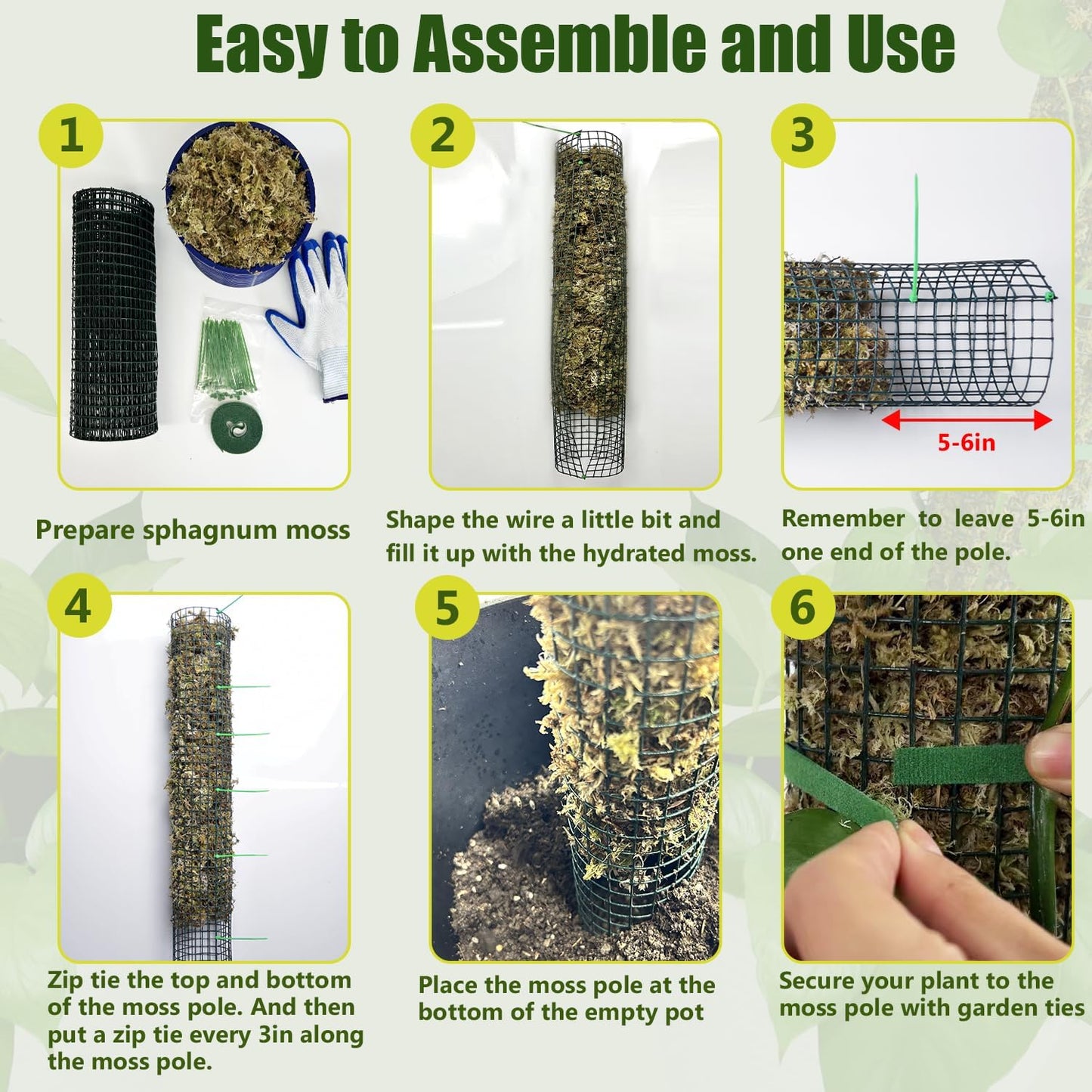 60"/40"/24" Moss Pole Kit for Plants