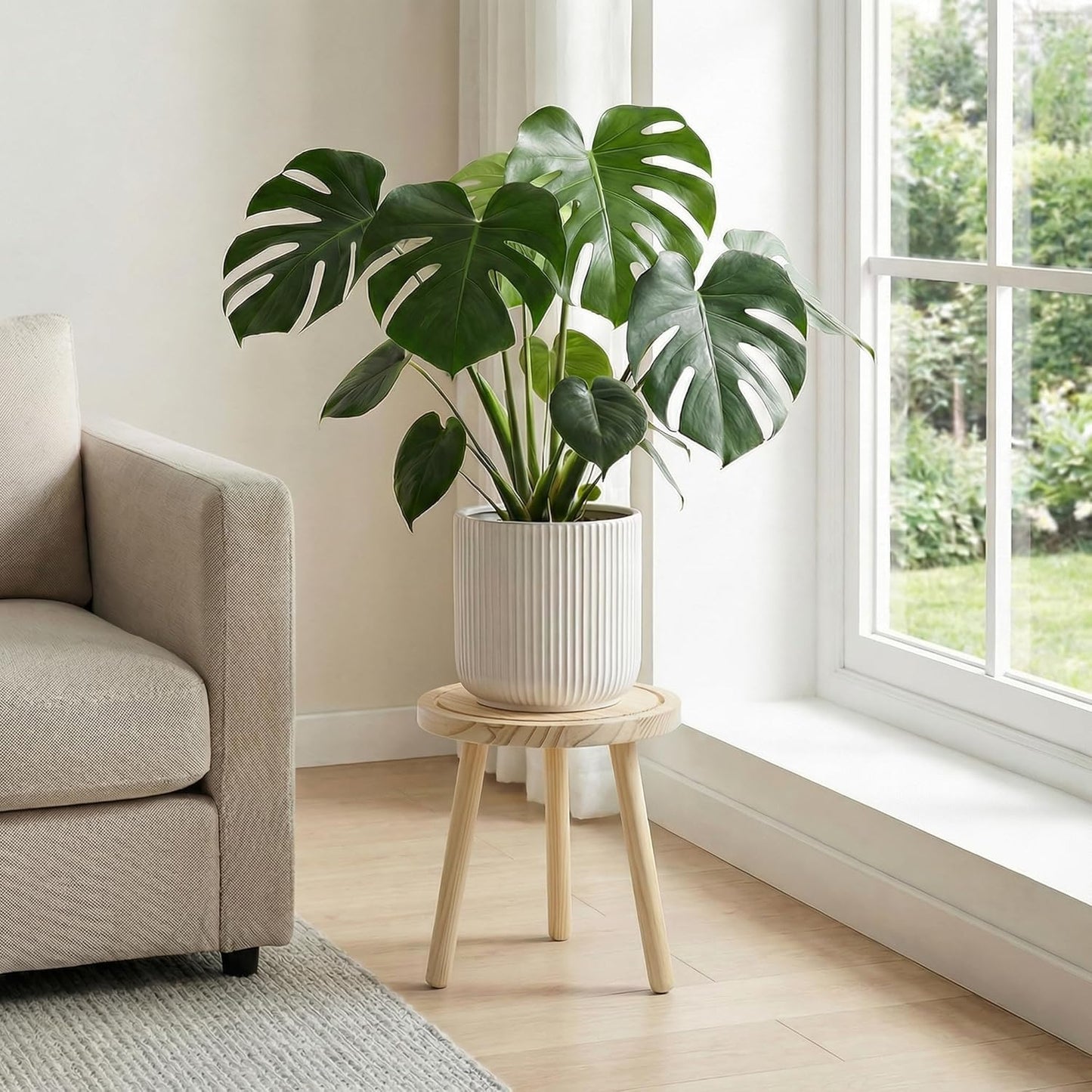 Mid-Century Modern Solid Wood Plant Stand