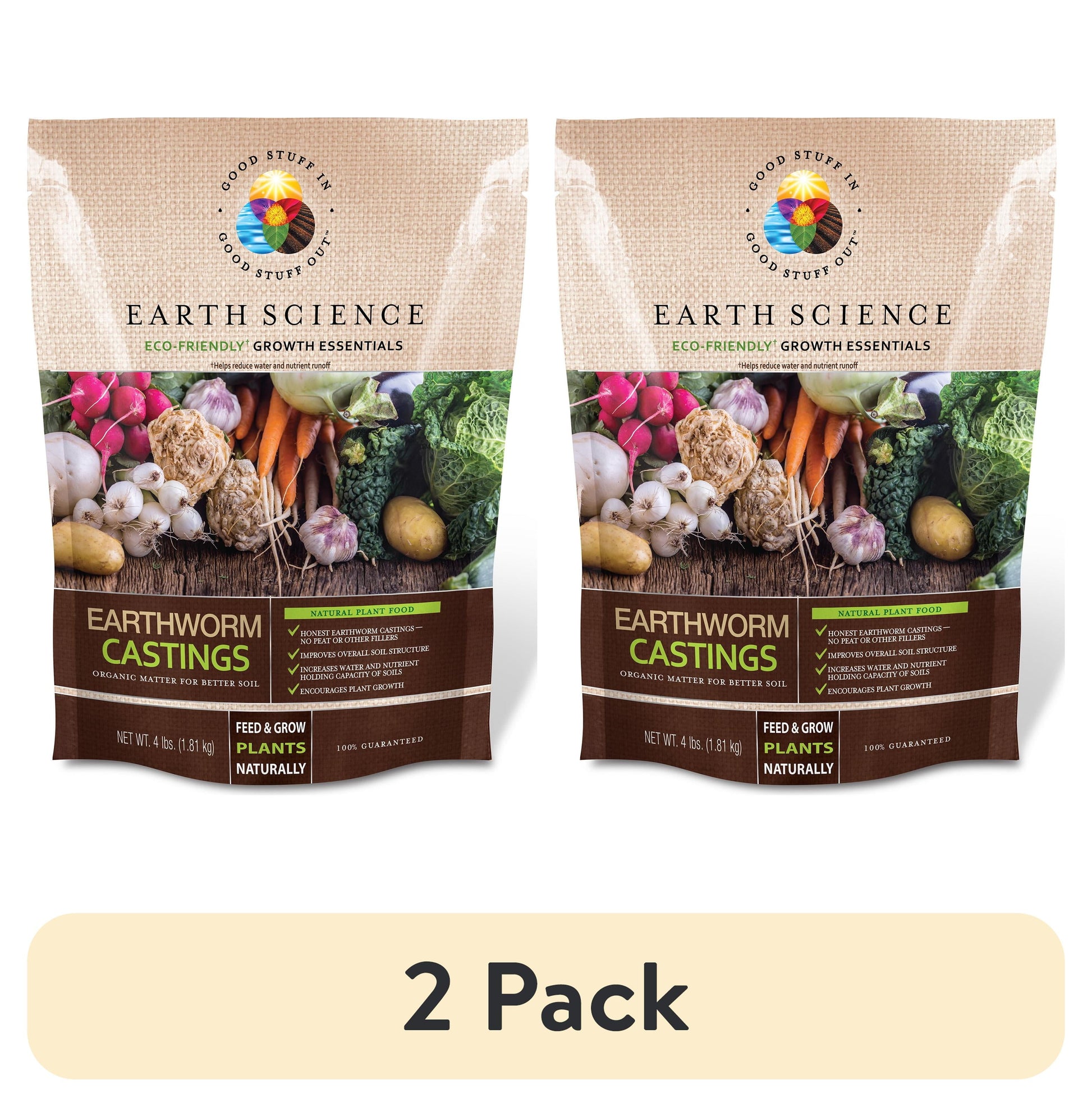 (2 Pack)  Organic Earthworm Castings, 4 Lb, Improves Soil Health, Promotes Vibrant Growth, Natural Food for Indoor & Outdoor Plants – Soil Builder for Vegetable Gardens