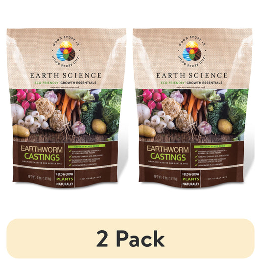(2 Pack)  Organic Earthworm Castings, 4 Lb, Improves Soil Health, Promotes Vibrant Growth, Natural Food for Indoor & Outdoor Plants – Soil Builder for Vegetable Gardens