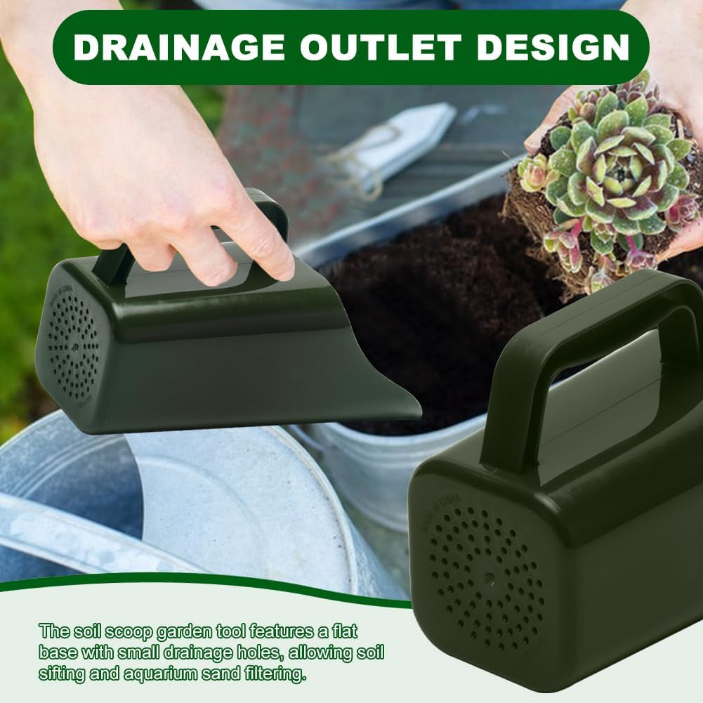 Garden Soil Scoop, 2-In-1 Multi-Function Plastic Spoon Soil Shovel Wear Resistant Digging Tool Cultivation Potting Scoop with Mini Scoop for Digging up or Transporting