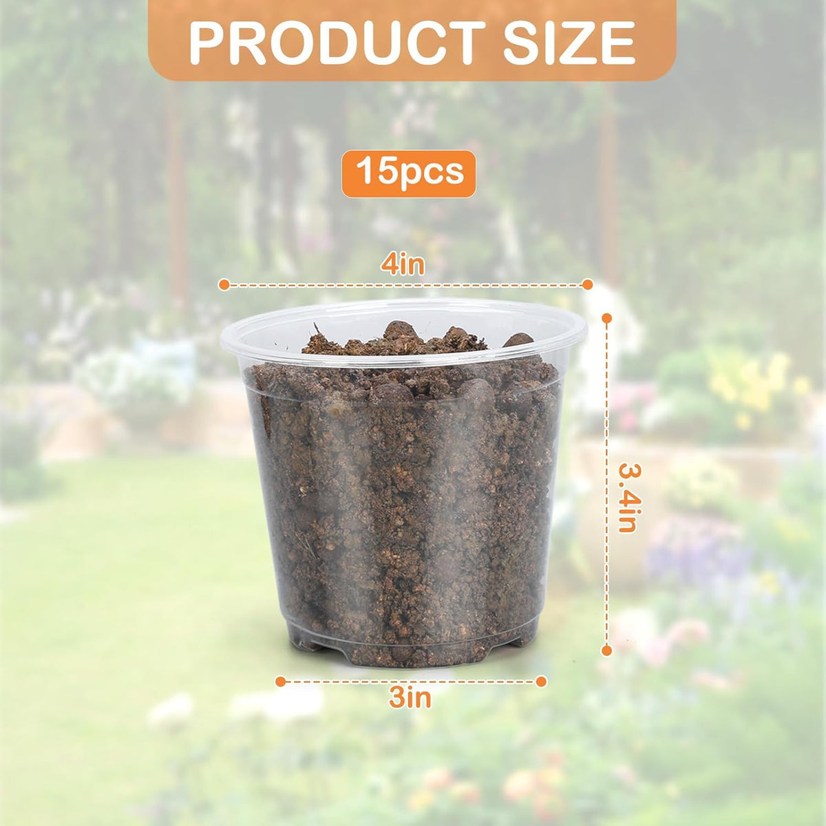 4 In Clear Nursery Pots- 15 Pack
