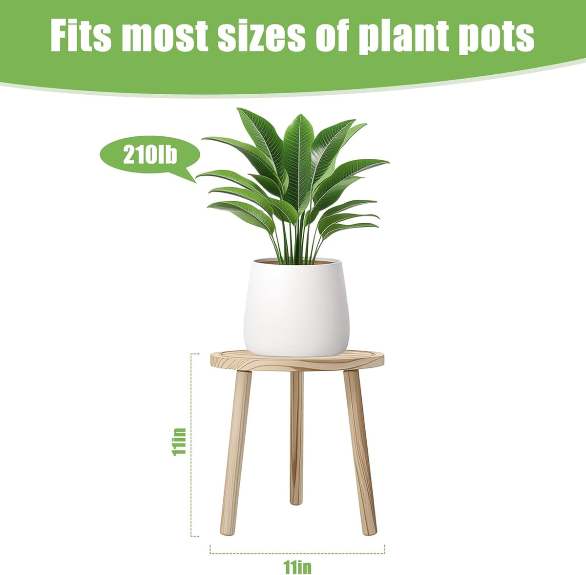 Mid-Century Modern Solid Wood Plant Stand