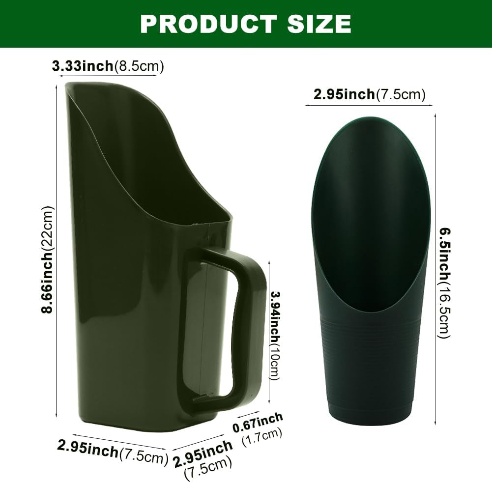 Garden Soil Scoop, 2-In-1 Multi-Function Plastic Spoon Soil Shovel Wear Resistant Digging Tool Cultivation Potting Scoop with Mini Scoop for Digging up or Transporting