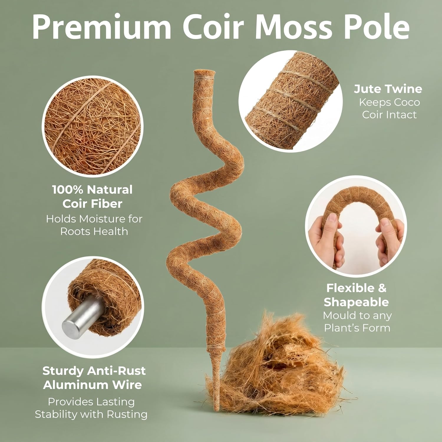 30" Bendable Coco Coir Pole