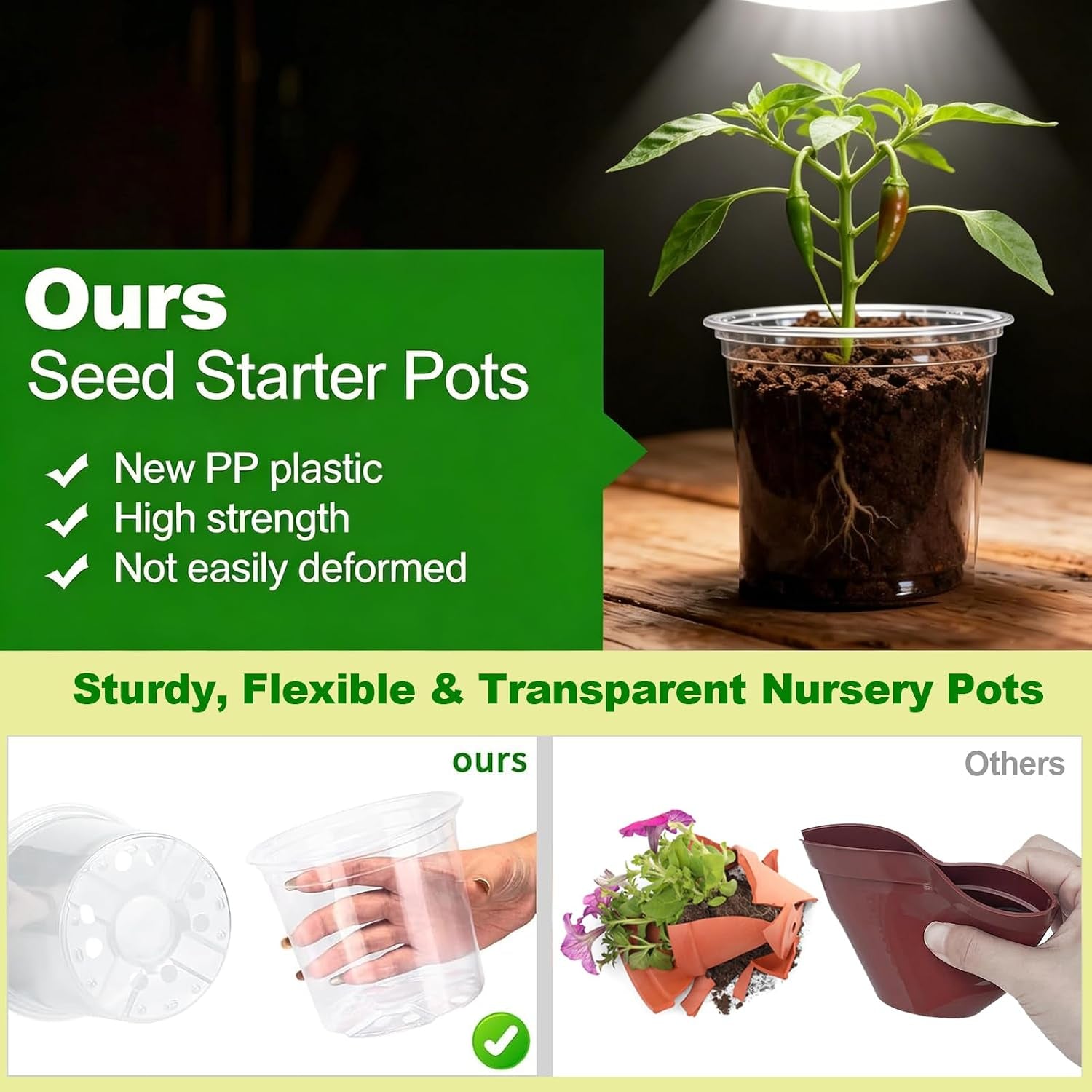 6in Clear Nursery Pots - 15 Pack