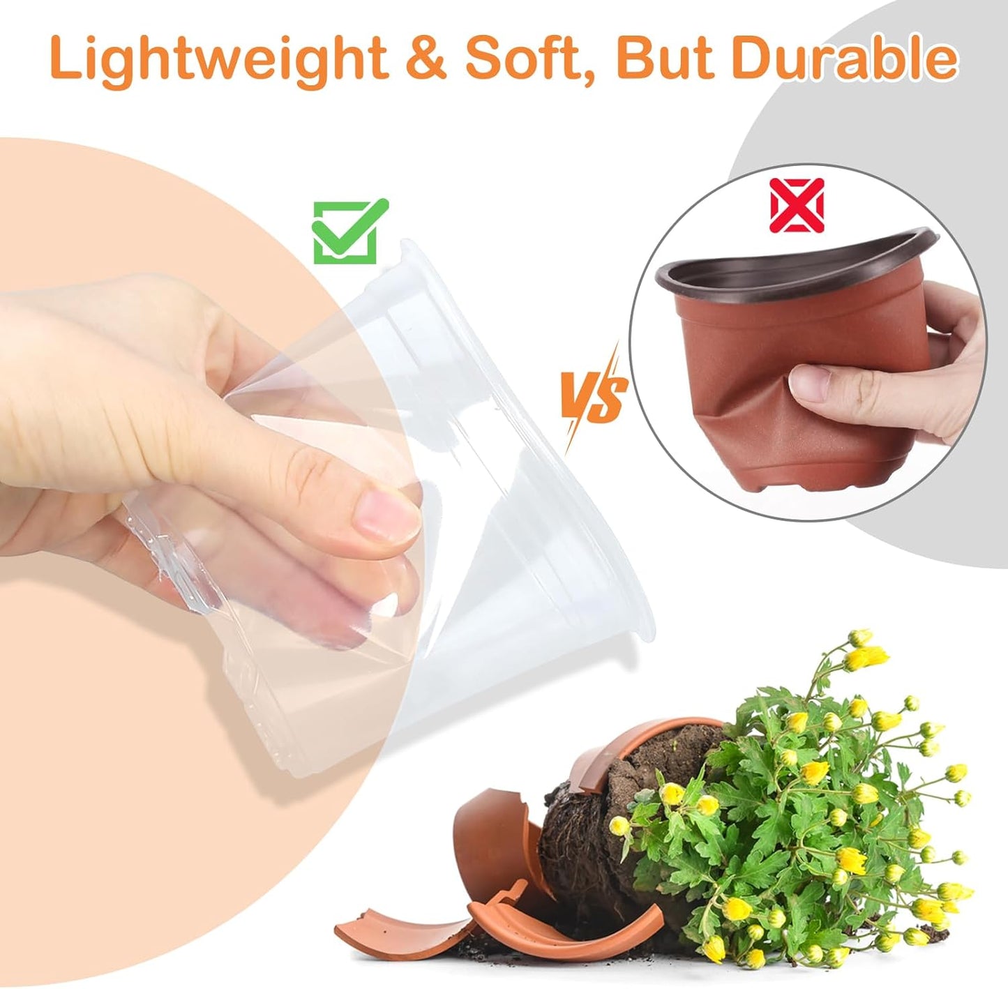 4 In Clear Nursery Pots- 15 Pack