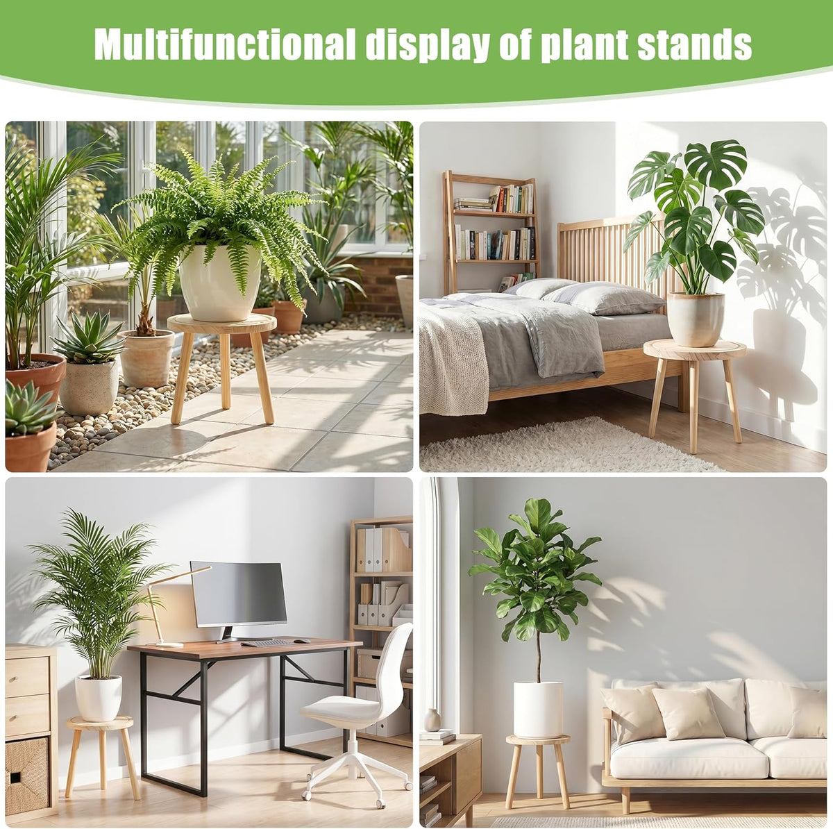 Mid-Century Modern Solid Wood Plant Stand