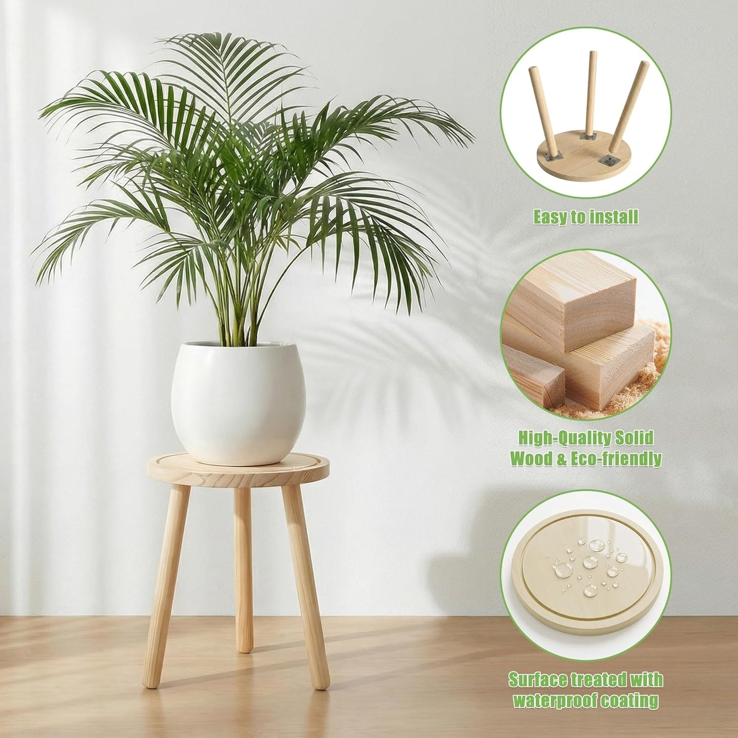 Mid-Century Modern Solid Wood Plant Stand